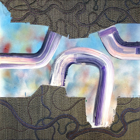 PARADOX-No.10,2025, acrylic, gel pen on secco, on canvas, 36sq. (91.4cm sq.)